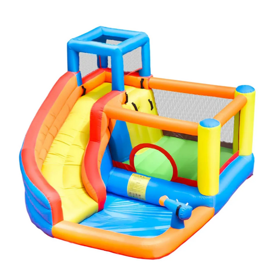 🌊 מתנפח מים משולב ענק -עם מגלשה, תותח מים, בריכה וקפיצה 62030