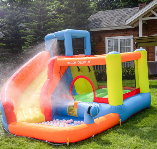 🌊 מתנפח מים משולב ענק -עם מגלשה, תותח מים, בריכה וקפיצה 62030