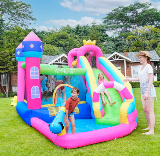 מתנפח טירת הנסיכות הקסומה - עם מגלשה, תותח מים ובריכת שכשוך W83002