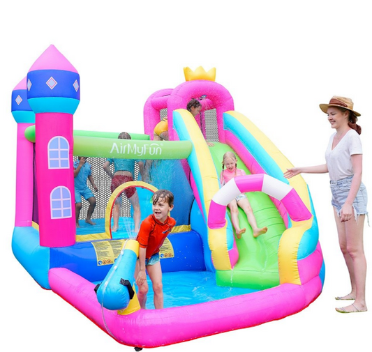 מתנפח טירת הנסיכות הקסומה - עם מגלשה, תותח מים ובריכת שכשוך W83002