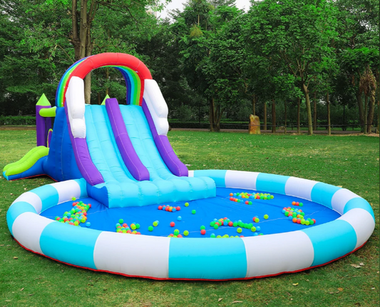 🌈 מתנפח ענק קשת בענן עם שלוש מגלשות - Doctor Dolphin מק"ט W63102