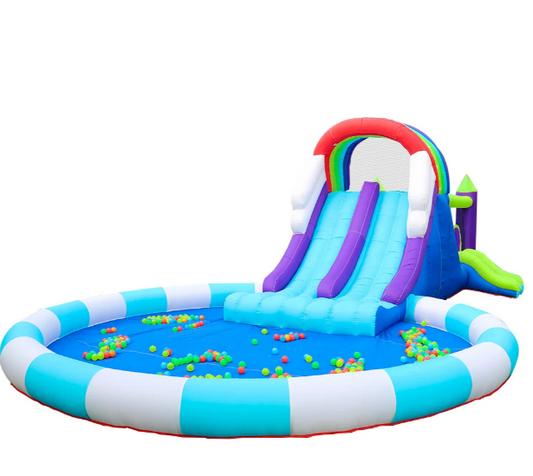 🌈 מתנפח ענק קשת בענן עם שלוש מגלשות - Doctor Dolphin מק"ט W63102