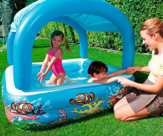 בריכה מרובעת מתנפחת בעיצוב אקווריום עם גגון 52192