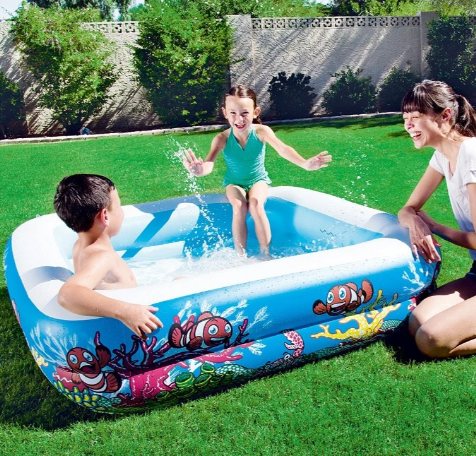 בריכה מרובעת מתנפחת בעיצוב אקווריום עם גגון 52192