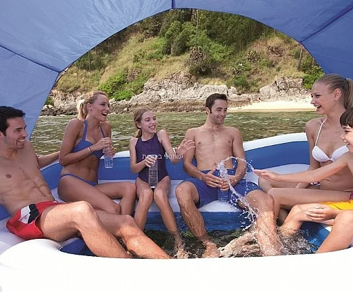 אי צף כולל גגון חלקי, ספסלי ישיבה לשיזוף משותף | מק"ט 43105 | BESTWAY