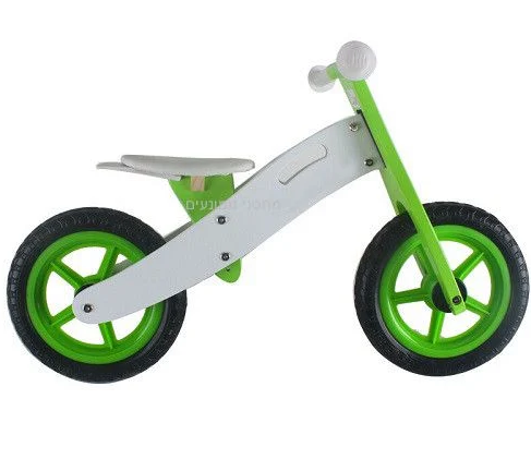 אופני איזון ודחיפה לרכיבה יציבה מעץ לילדים בצבע ירוק