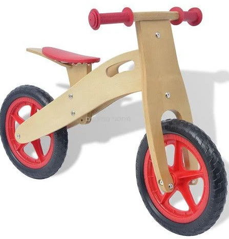 אופני איזון ודחיפה לרכיבה יציבה מעץ לילדים בצבע אדום