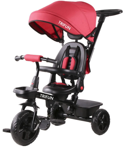 תלת אופן עם מושב דו-כיווני בצבע אדום 3 ב-1