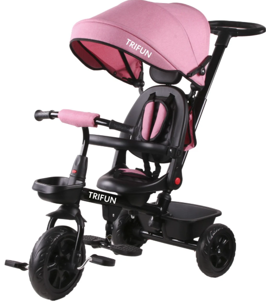 תלת אופן עם מושב דו-כיווני בצבע ורוד 3 ב-1