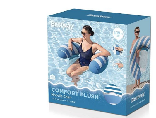 מושב מתנפח לבריכה דמוי קטיפה כולל משענת ורשת |119X67.5 ס''מ | דגם 43852| BESTWAY| שמח עד הבית
