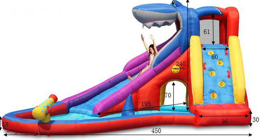 🌊 פארק מים מתנפח דגם הכריש 9417  HappyHop