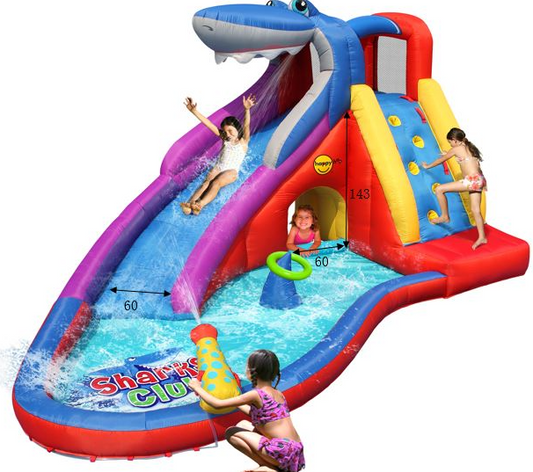 🌊 פארק מים מתנפח דגם הכריש 9417  HappyHop