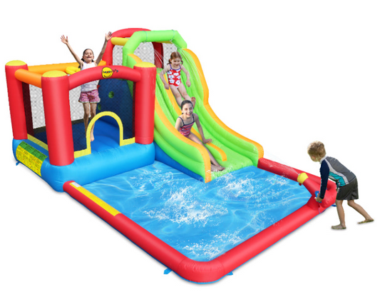 מגלשת מים מפוארת בשילוב מתקן קפיצה דגם 9763 מבית HappyHop