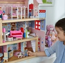 בית בובות נויה מעץ לילדים| מקט W06A100 | בית העץ| שמח עד הבית