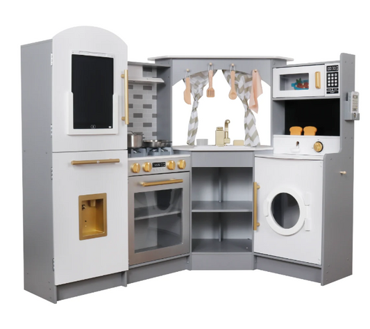 מטבח אדר פינתי מעץ לילדים בצבע אפור W10C933C