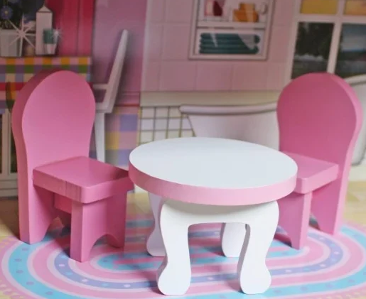 W06A139 - בית בובות טלי לילדים שלוש קומות, בצבעים בהירים כולל ריהוט לבית, בית העץ