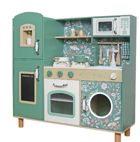 מטבח אלון מעץ לילדים בצבע ירוק | מק"ט W10C790B| בית העץ | שמח עד הבית