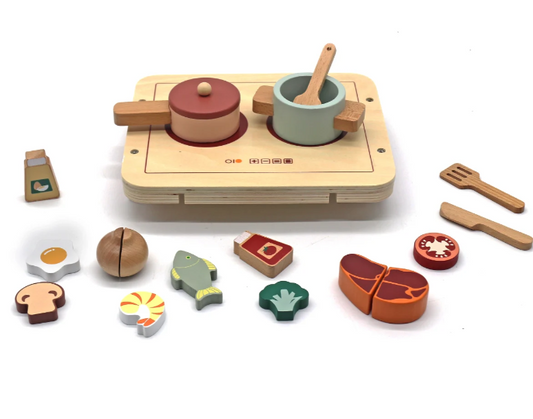 ערכת כיריים וכלי בישול מעץ לילדים | מקט W10B464|שמח עד הבית