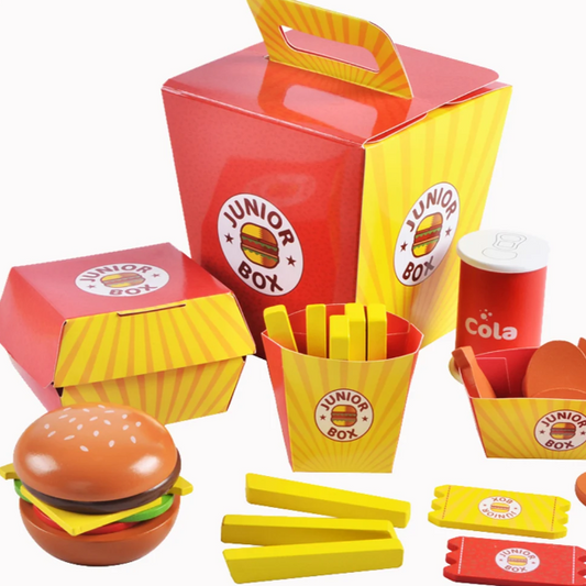 ערכת בורגר מעץ לילדים | מק"ט W10B186|שמח עד הבית