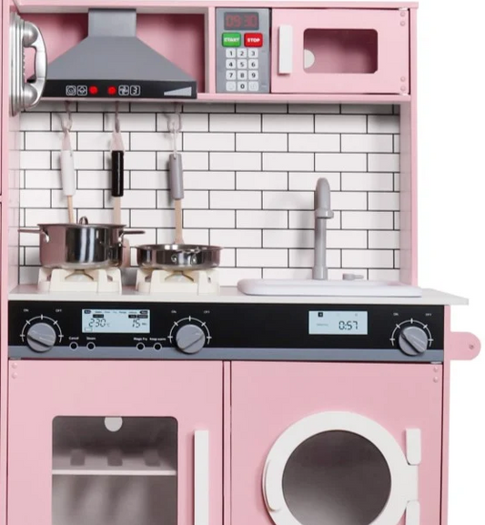מטבח אלקטרוני אביגיל ורוד מעץ לילדים | מק"ט W10C991B| שמח עד הבית