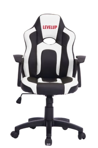 כיסא גיימינג לילדים ארגונומי עם ידיות דגם כריש בצבע שחור ולבן| מקט LEVEL UP SHARK |G512W| שמח עד הבית