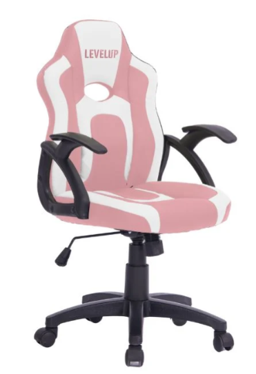 כיסא גיימינג לילדים ארגונומי עם ידיות דגם כריש בצבע לבן וורוד| מקט LEVEL UP SHARK |G512P| שמח עד הבית