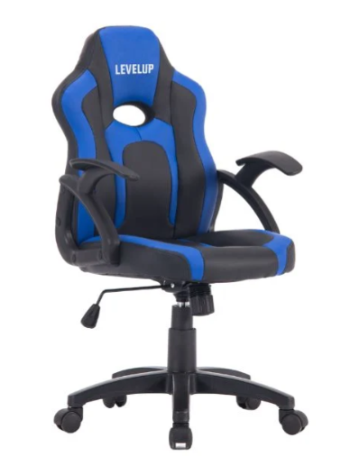 כיסא גיימינג לילדים ארגונומי עם ידיות דגם כריש בצבע שחור וכחול| מקט LEVEL UP SHARK |G512B| שמח עד הבית