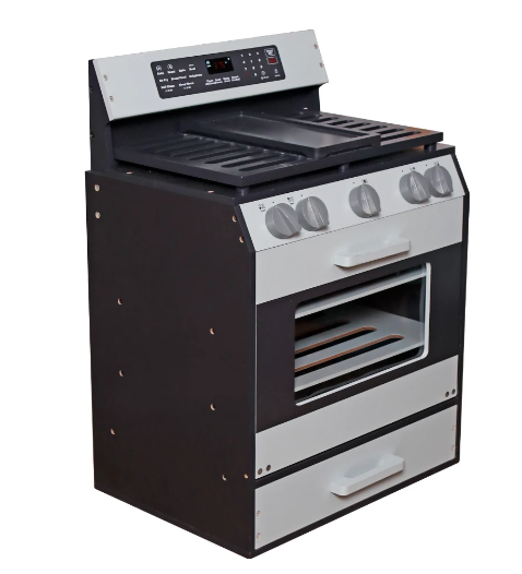 תנור אפייה מאיה - תנור אפייה מעץ לילדים עם כפתורים מסתובבים