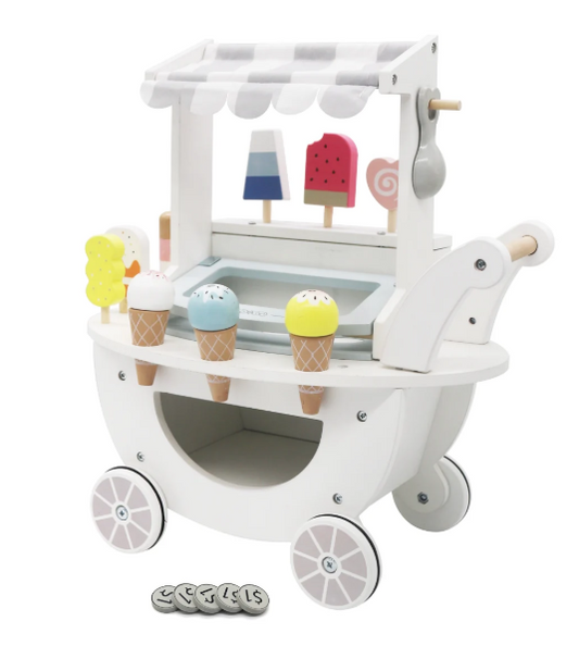 גלידרייה ניידת מעץ לבנה לילדים W10A234