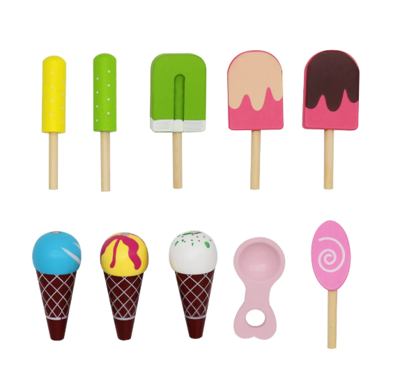 גלידרייה ניידת מעץ לבנה לילדים W10A234