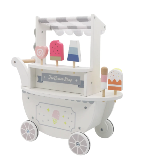 גלידרייה ניידת מעץ לבנה לילדים W10A234