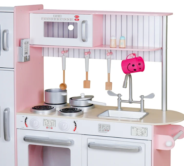 מטבח רעות - מטבח עץ מעוצב עם סט אביזרים משלים למשחק דמיון