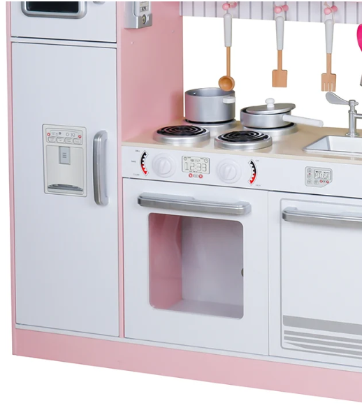 מטבח רעות מעץ לילדים צבע ורוד W10C382B