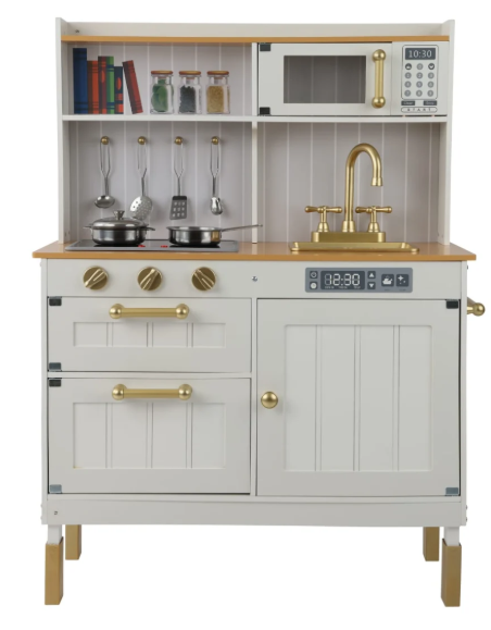 מטבח פראג מעץ לילדים לבן אלקטרוני משמיע צלילים Prague