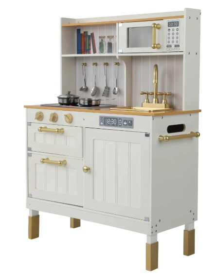 מטבח פראג מעץ לילדים לבן אלקטרוני משמיע צלילים Prague