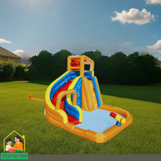 מתקן קפיצה מתנפח עם מים בינוני מגלשה+קיר טיפוס+שיכשוכית |53301|פארק מים|Bestway