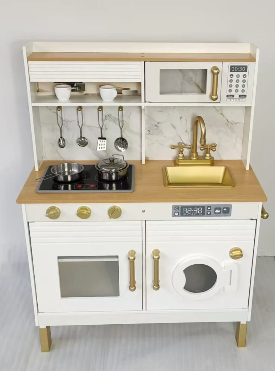 מטבח לילדים מעץ אלקטרוני דאלאס בצבע לבן DALLAS