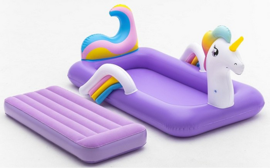 מיטת חד קרן מתנפחת לילדים - קסם של שינה בכל מקום 🌈✨| BESTWAY |67713