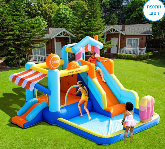 מתקן קפיצה מתנפח ענק עם מגלשות, מים וקפיצות W73072T