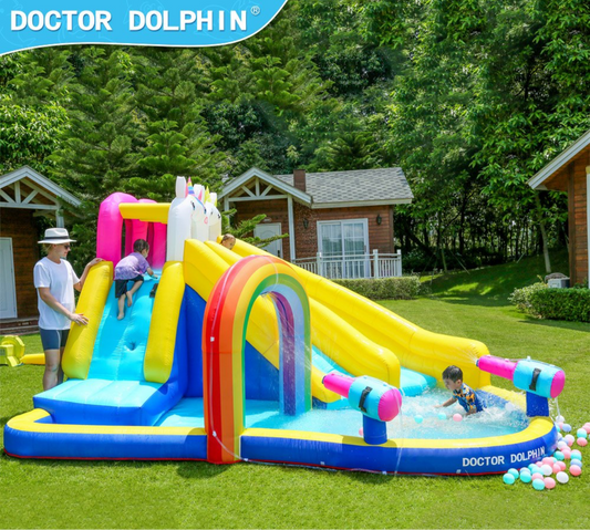 המתנפח של החלומות -יוניקורן, קשת בענן והמון מים! 🦄💦 |W73041 |