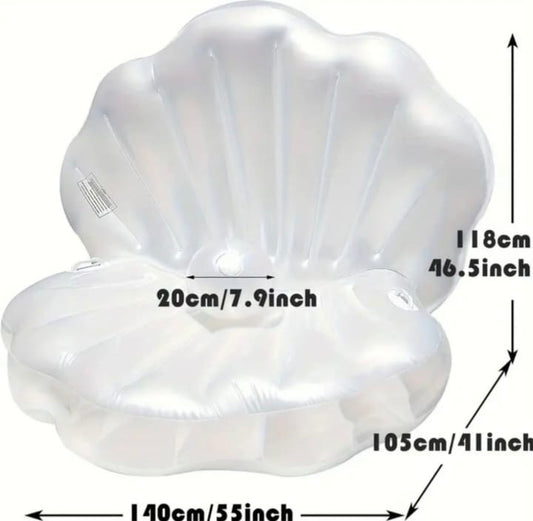 מיטת צדפה מתנפחת עם פנינה -קיץ נוצץ בסטייל מלכותי! ✨🌊