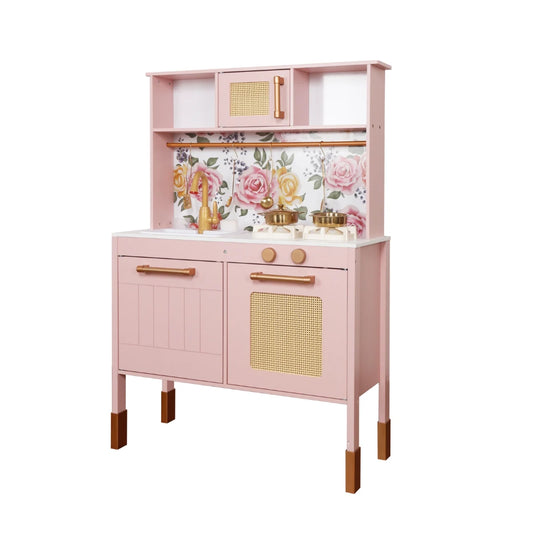 מטבח לילדים מעץ אגם אלקטרוני בצבע ורוד W10C1042 | שמח עד הבית