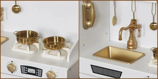 מטבח לילדים מעץ אלקטרוני ורד W10C544E | שמח עד הבית