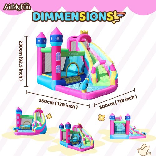 מתנפח טירת הנסיכות הקסומה - עם מגלשה, תותח מים ובריכת שכשוך W83002