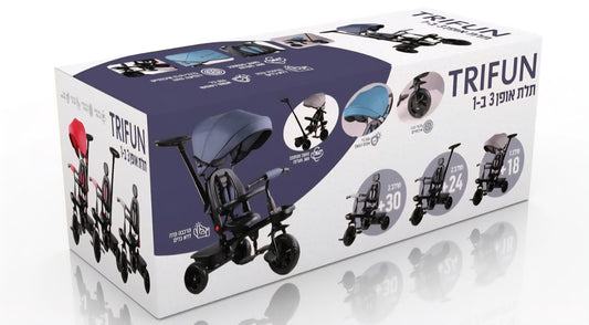 תלת אופן עם מושב דו-כיווני בצבע כחול 3 ב-1