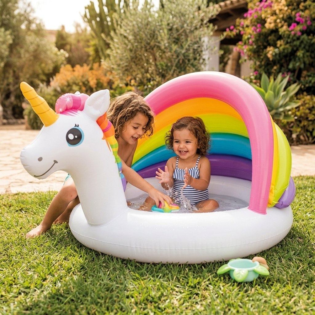 בריכה מתנפחת לילדים חד קרן עם גגון (127X102X69 סמ) 57113 מבית INTEX