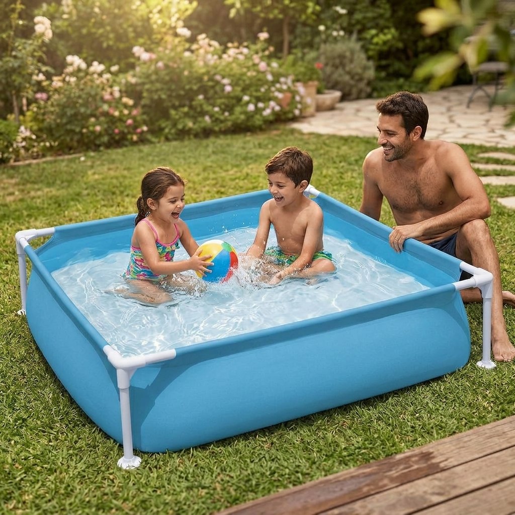 בריכת עמודים מסגרת ריבועית 122X122X30.5סמ 56217 מבית BESTWAY