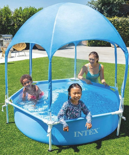בריכת עמודים עגולה עם גגון| 183X38 סמ| מקט 28209| INTEX |שמח עד הבית