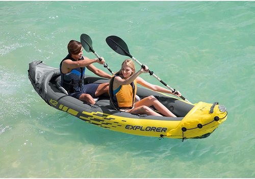 קיאק מתנפח לזוג Explorer K2 עם משוטים ותיק אחסון - שמח עד הבית (תמונה 2)