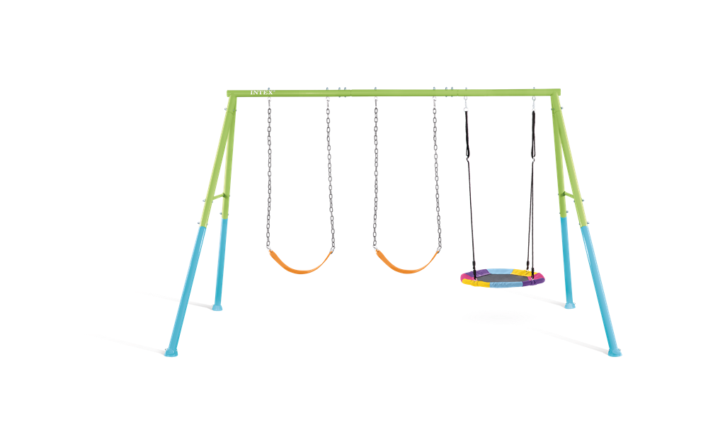 נדנדת חצר שלושה חלקים עם שתי נדנדות ונדנדת צלחת 343X235X200 ס"מ - שמח עד הבית